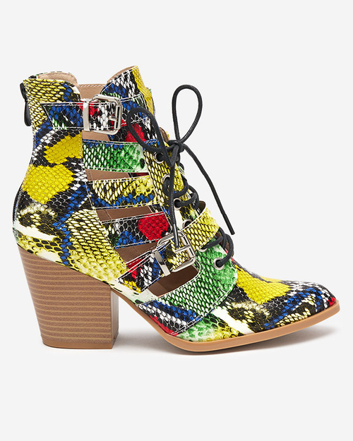 Зелено-жовті чоботи на стовпі з тисненням Adolic- Footwear