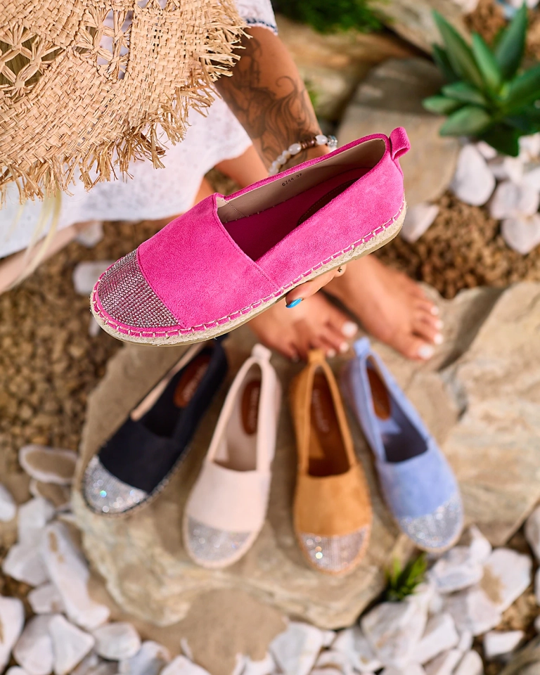 Royalfashion Neonově růžové dámské espadrilky se zirkony Iterica