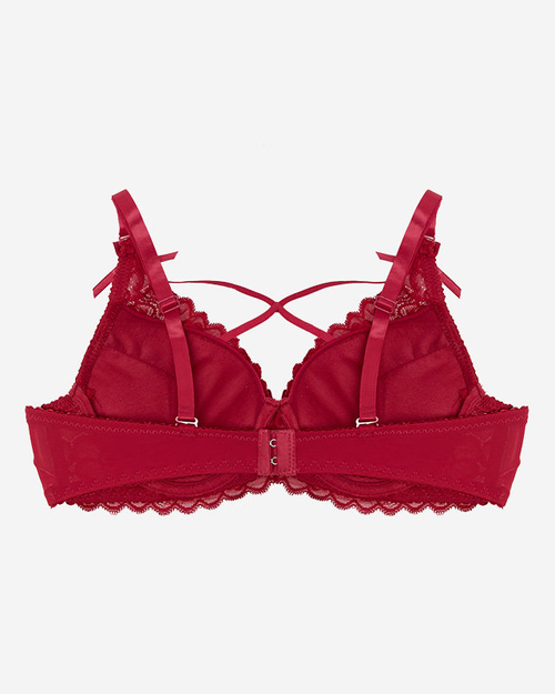 Бюстгальтер жіночий з мереживом бордового кольору - Білизна