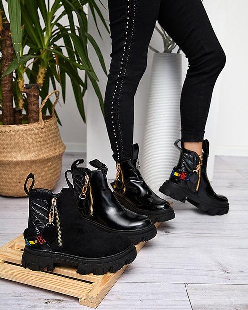 Чорні жіночі лаковані чоботи Osallu