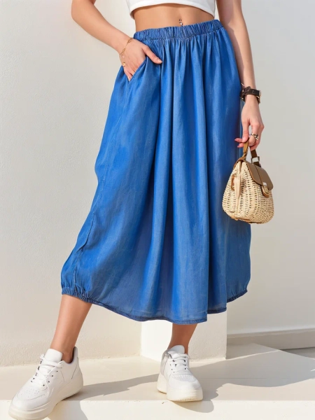 Royalfashion Dámská midi sukně připomínající denim