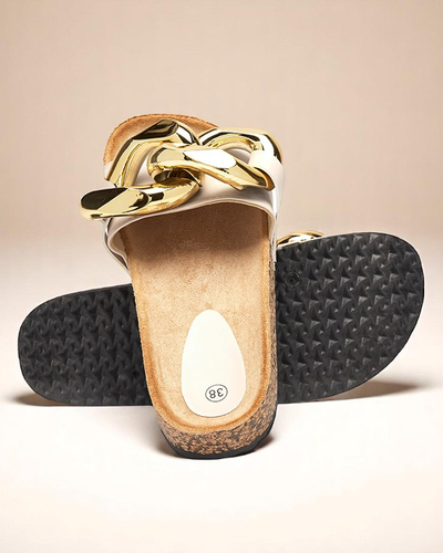 Dámské béžové pantofle se zdobením Sofig-Footwear