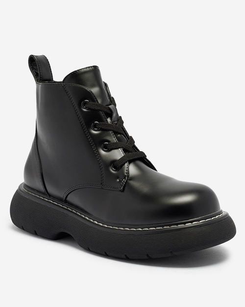 Чорні жіночі черевики з екошкіри на суцільній підошві Tarrafa - Взуття