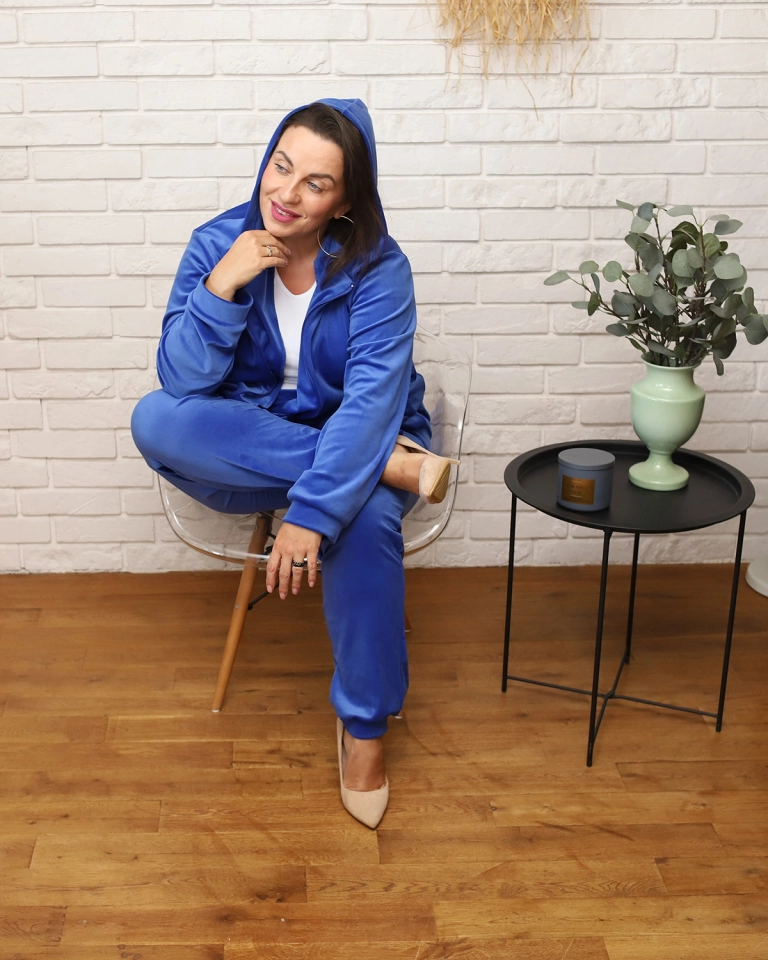 Royalfashion Modrá dámská tepláková souprava PLUS SIZE