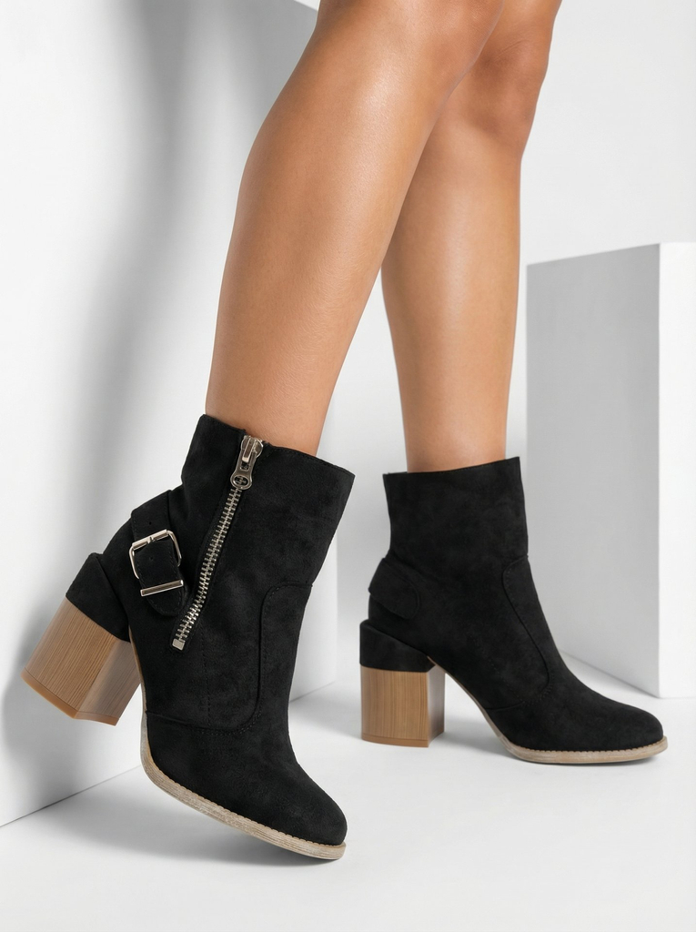 Royalfashion Černé dámské boty na vysokém jehlovém podpatku z ekokůže Acimra