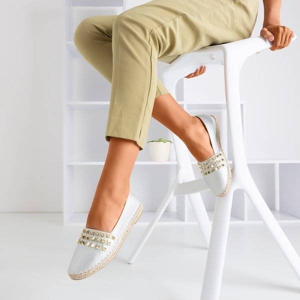 Stříbrné dámské espadrily s cvočky Anchu - Obuv 1