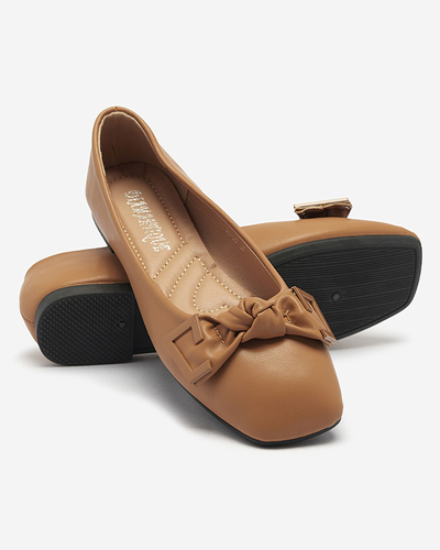 Жіночі балетки з верблюжої шкіри з декором на носі Caxien- Footwear