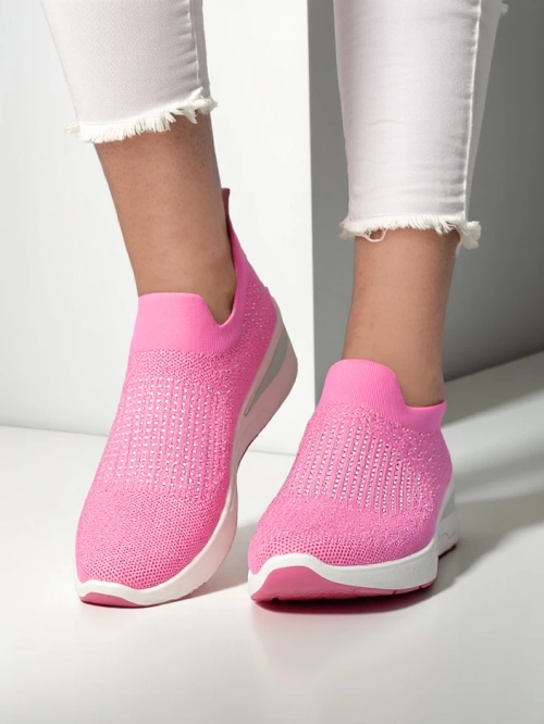 Royalfashion Жіночі wedge кросівки без застібки з стразами Qelavise