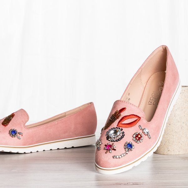 Růžové mokasíny s ozdobami Ustellas - Obuv 1