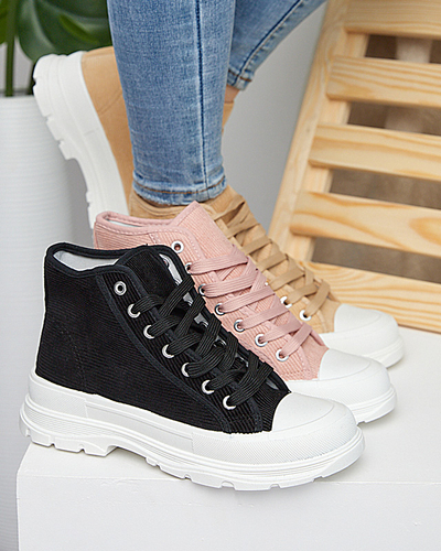 Růžové dámské vysoké žebrované tenisky Somali - Obuv