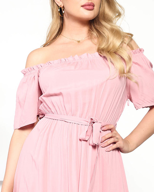 Рожеве плаття максі з еластичною талією - Одяг