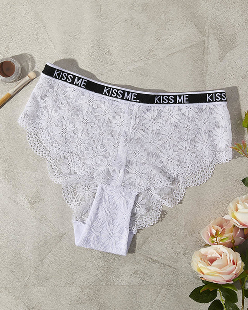 Жіночі білі мереживні трусики - Білизна