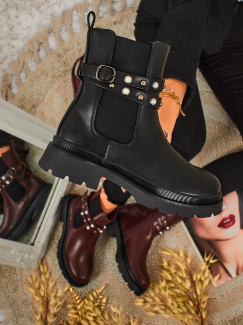 Високі жіночі ботильйони з екошкіри Pearl Mist