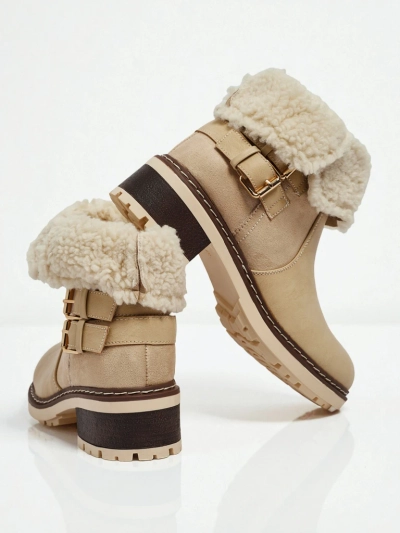 Dámské kotníkové boty z eko kůže s kožíškem Kavira