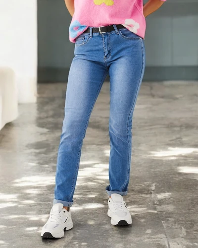 Royalfashion Bavlněné rovné džíny pro ženy