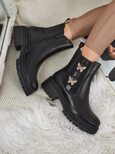 Eko kožené kotníkové boty s motýlky Bravelle