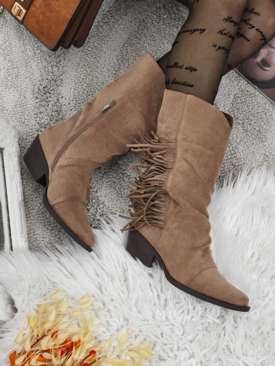 Dámské kovbojky na podpatku s třásněmi Selva