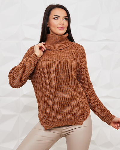 Жіночий светр з водолазкою Royalfashion Camel