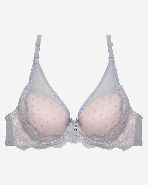 Сіро-рожевий жіночий бюстгальтер з мереживом - Нижня білизна