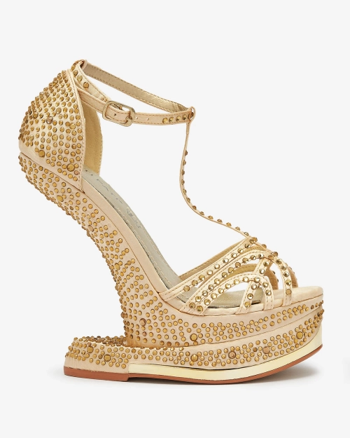 OUTLET Золоті жіночі човники з цирконами Nekko- Footwear