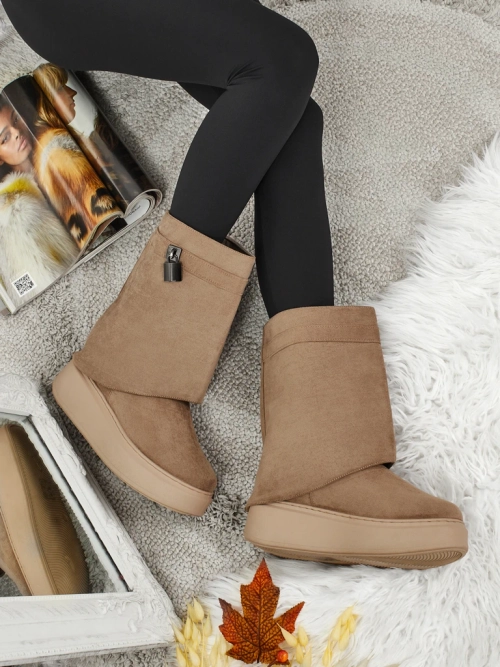 Короткі жіночі черевики а-ля снігоходи з пристібною халявою Elizze