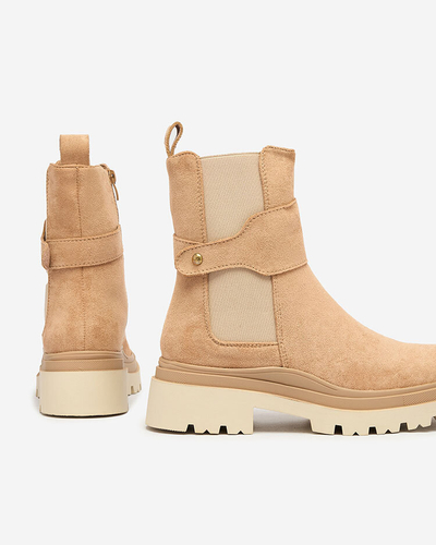 Royalfashion Світло-коричневі жіночі черевики з декоративним ремінцем Doasa