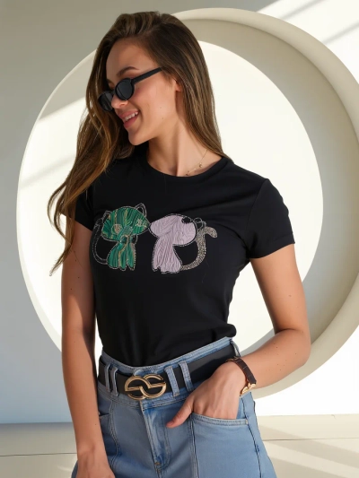 Royalfashion Жіноча бавовняна футболка з котами