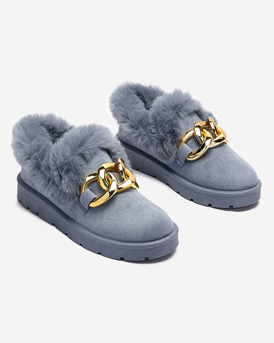 Сині жіночі утеплені напівчоботи з ланцюжком Xegia - Взуття