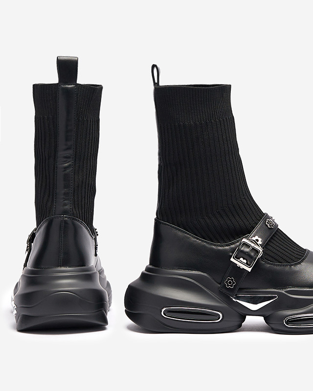 Černé dámské sportovní boty se svrškem a'la sock Folden- Obuv