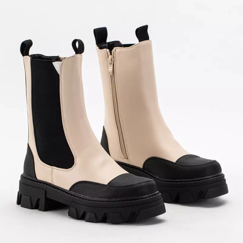 OUTLET Бежеві жіночі чоботи на масивній підошві Rosidi - Взуття