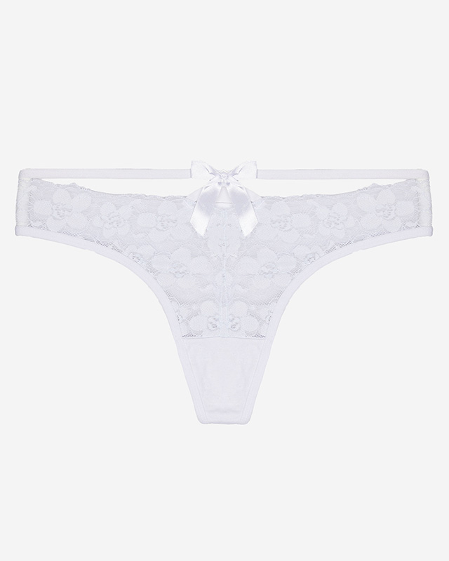 Bílé dámské krajkové kalhotky tanga - spodní prádlo