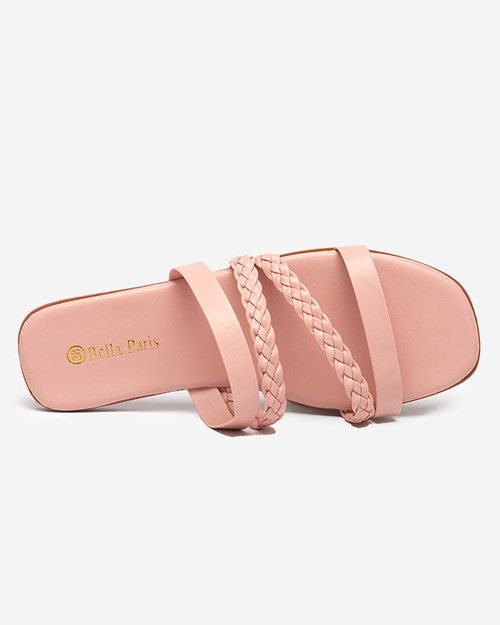 Жіночі рожеві тапочки з екошкіри на ремінцях Boresi - Shoes