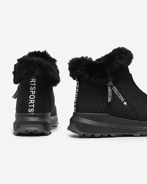 OUTLET Чорні жіночі утеплені черевики з хутром Scherr- Footwear