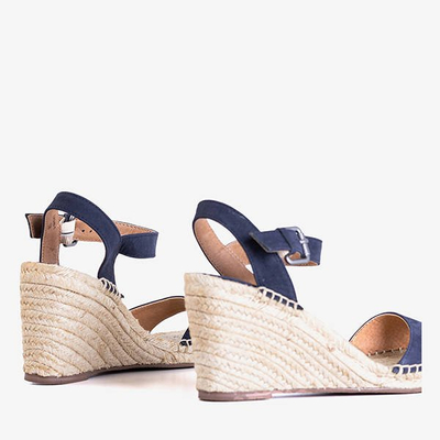 Темно-сині жіночі босоніжки на танкетці Bieruma