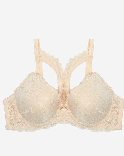 Жіночий бежевий мереживний бюстгальтер Push-Up з бретелями - Нижня білизна
