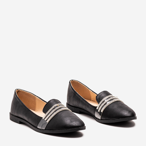Чорні жіночі балетки з фіанітом Kremssa