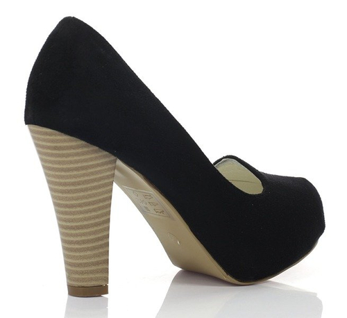 Czarne czółenka na platformie - Obuwie