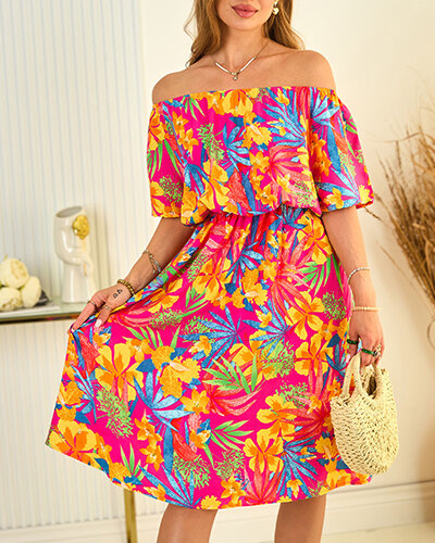 Royalfashion Vícebarevné dámské midi šaty a'la hiszpanka