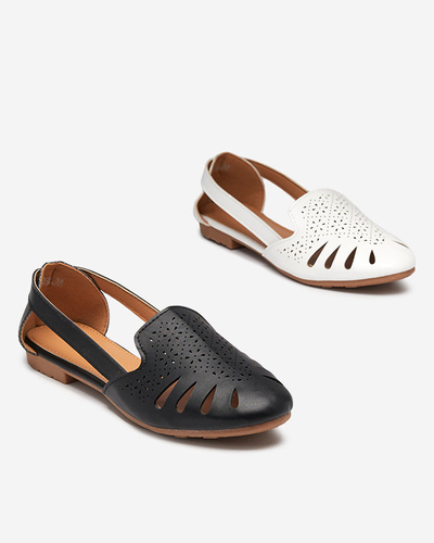 Dámské bílé prolamované baleríny s průstřihem na bocích Sermo- Obuv