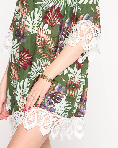 Dámská zelená tunika s listy - Oblečení