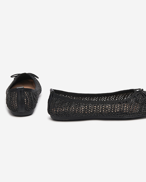 Чорні жіночі плетені балетки Wewo