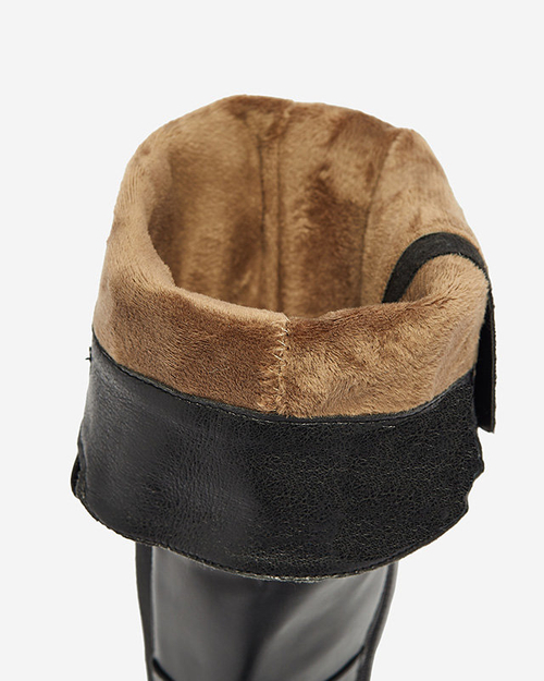 OUTLET Жіночі чоботи до коліна з екошкіри чорного кольору Orikas - Взуття