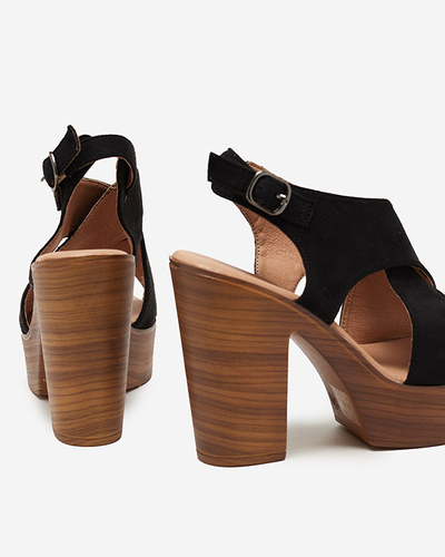 Černé dámské sandály na vysokém sloupku Inga - Footwear