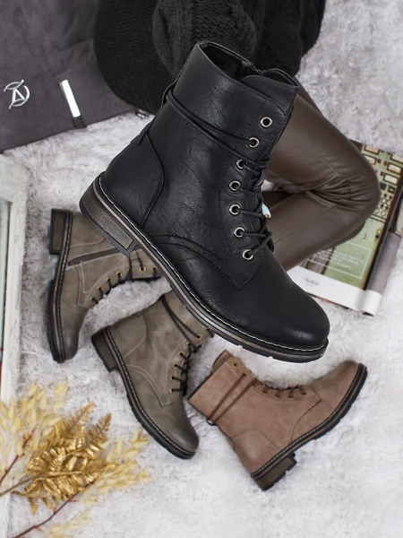 Eko kožené šněrovací dámské kotníkové boty Ravonna