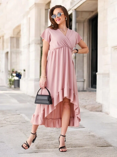 Royalfashion Dámské midi šaty s asymetrickým lemem