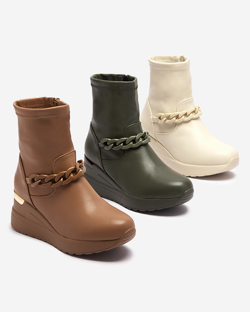 Світло-коричневі жіночі чоботи на якорі з ланцюжком Fefricca- Footwear