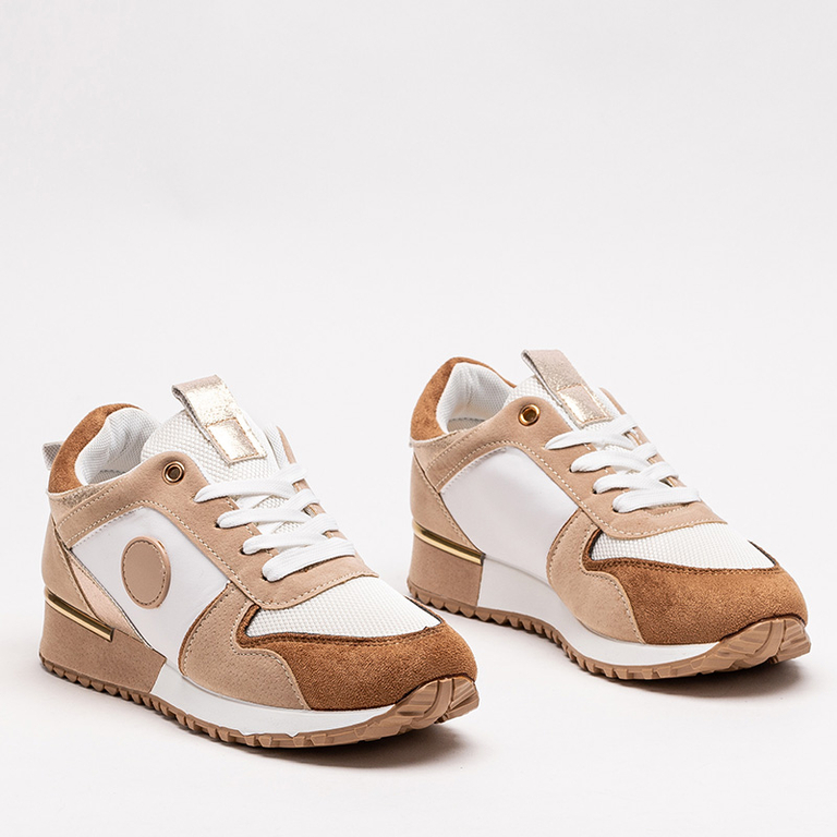 Dámské béžové a hnědé sportovní boty se třpytkami Tenetika - Footwear