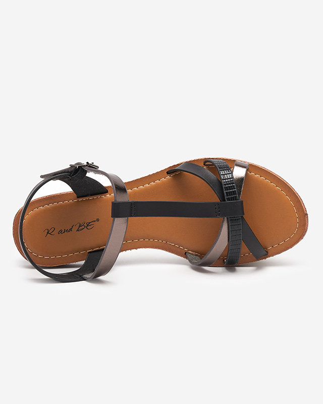 Černé dámské sandály s grafitovým proužkem Logum - Oblečení