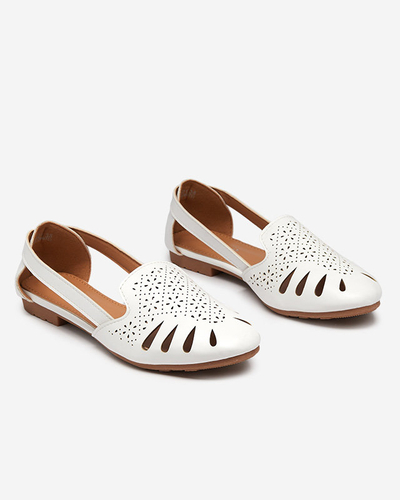 Dámské bílé prolamované baleríny s průstřihem na bocích Sermo- Obuv