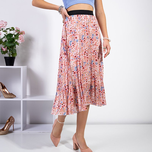 Рожева плісирована спідниця з квітковим принтом